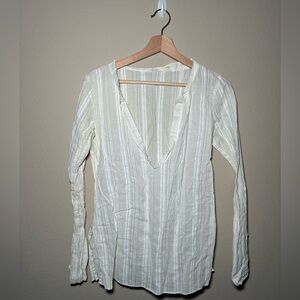 American Eagle Outfitters Small striped ivory & white long sleeve shirt